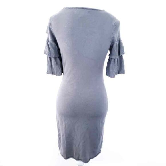 Donna Ricco Sweater Dress Gray Small, Short Sleeves Layer Ruffle Detail - Picture 2 of 7